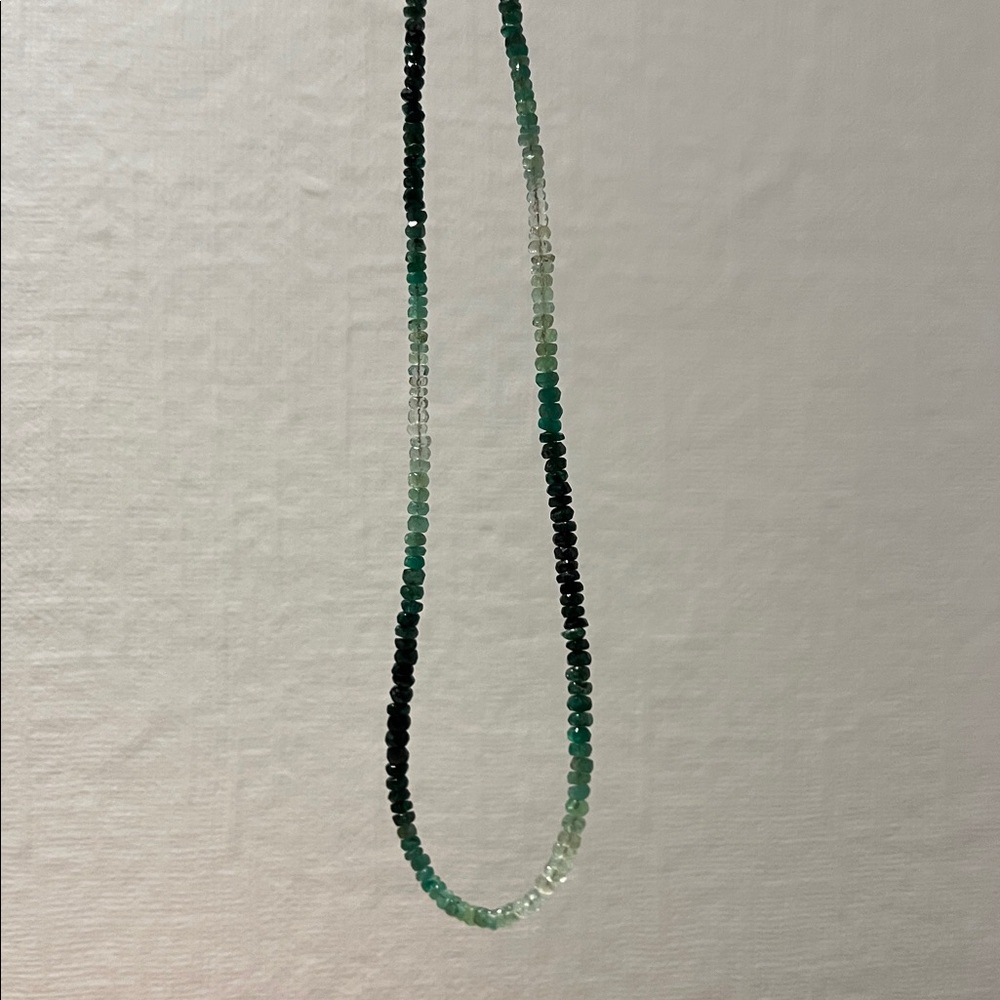 10K Gold and Emerald Gemstone Beaded Necklace - Picture 4 of 4
